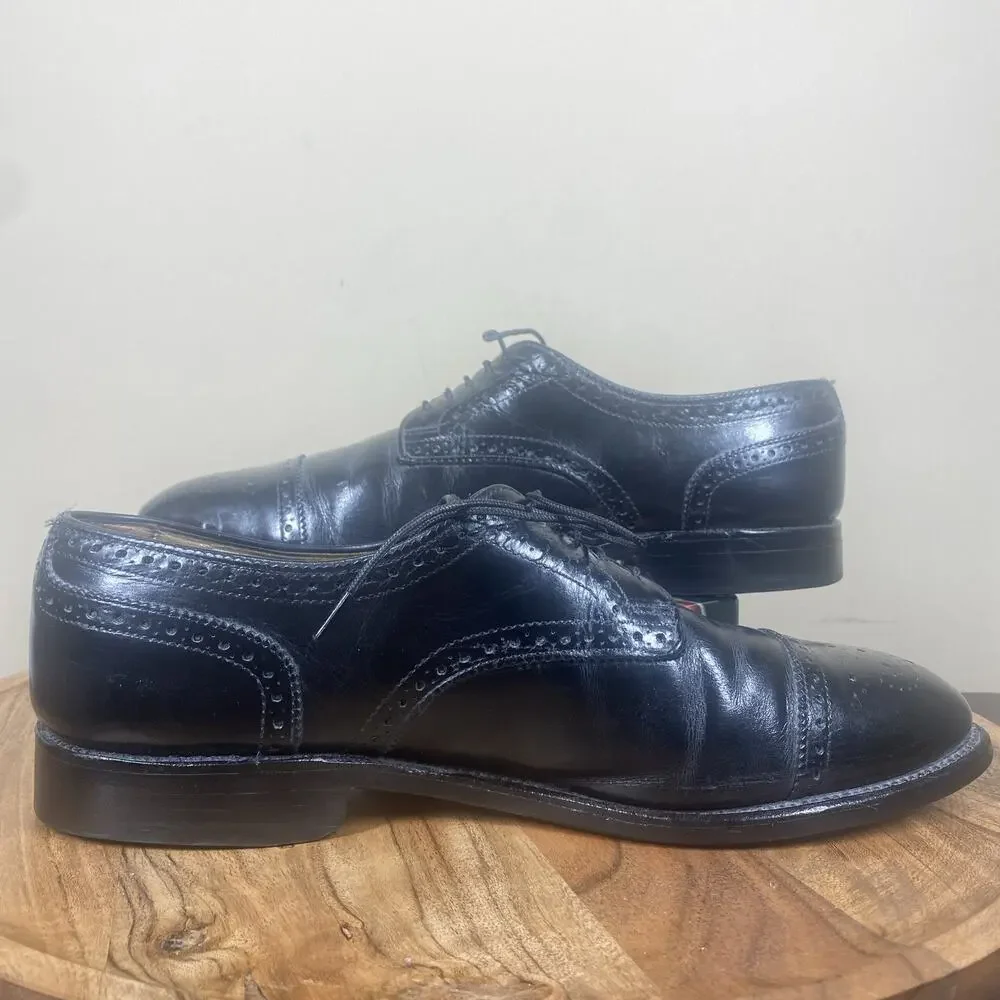 Allen Edmonds Sanford Mens Black Size 9.5 Leather Oxford‎ Cap Toe Dress Shoes